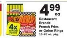 Restaurant Brands French Fries or Onion Rings