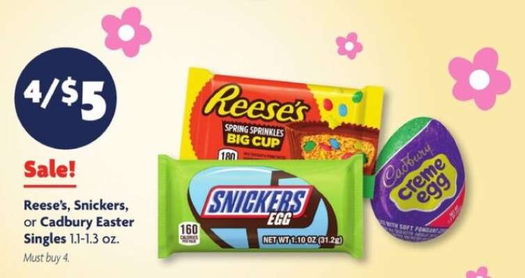 Reese's, Snickers, or Cadbury Easter Singles