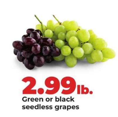 Green or Black Seedless Grapes
