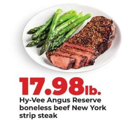 Hy-Vee Angus Reserve boneless beef New York strip steak