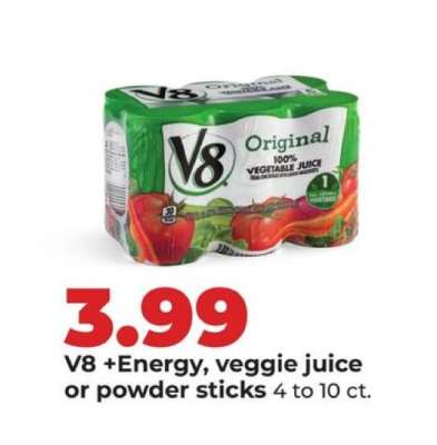 V8 +Energy, veggie juice or powder sticks