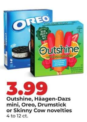 Outshine, Häagen-Dazs mini, Oreo, Drumstick or Skinny Cow novelties