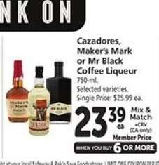 Cazadores, Maker's Mark or Mr Black Coffee Liqueur