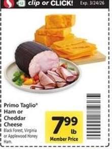 Primo Taglio Ham or Cheddar Cheese
