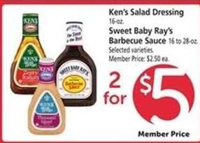 Ken's Salad Dressing & Sweet Baby Ray's Barbecue Sauce