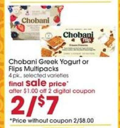 Chobani Greek Yogurt or Flips Multipacks