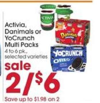Activia, Danimals or YoCrunch Multi Packs