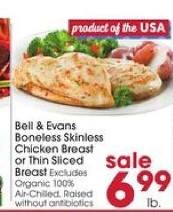 Bell & Evans Boneless Skinless Chicken Breast or Thin-Sliced Breast