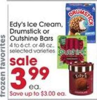 Edy's Ice Cream, Drumstick or Outshine Bars