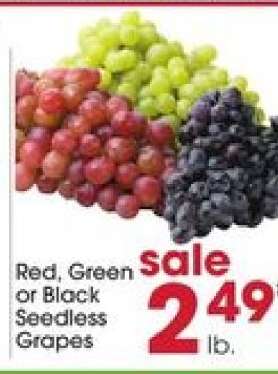 Red, Green or Black Seedless Grapes