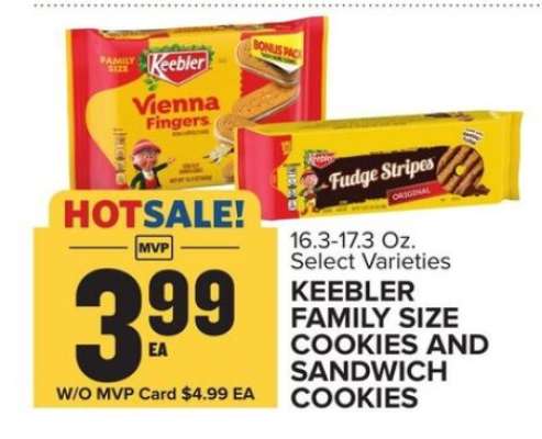 KEEBLER FAMILY SIZE COOKIES AND SANDWICH COOKIES