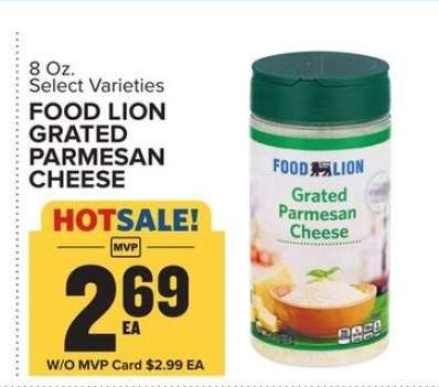 FOOD LION GRATED PARMESAN CHEESE