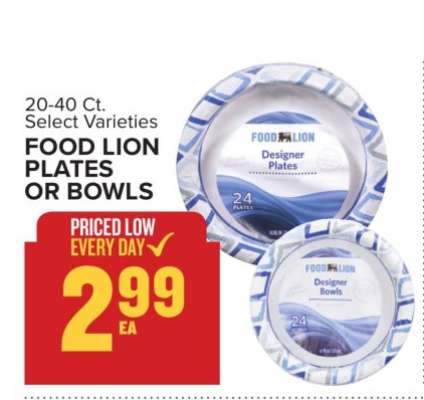 Food Lion Plates or Bowls