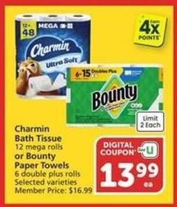 Charmin Bath Tissue or Bounty Paper Towels