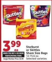 Starburst or Skittles Share Size Bags