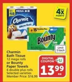 Charmin Bath Tissue or Bounty Paper Towels