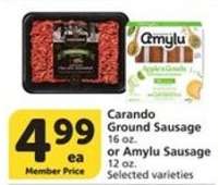 Carando Ground Sausage or Amylu Sausage