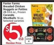Foster Farms Breaded Chicken Nuggets or Patties