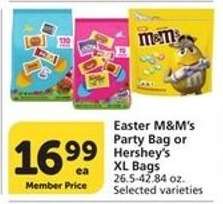 Easter M&M's Party Bag or Hershey's XL Bags