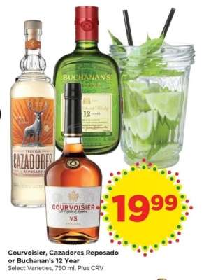 Courvoisier, Cazadores Reposado or Buchanan’s 12 Year