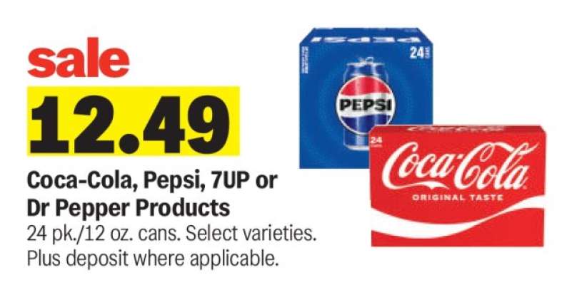 Coca-Cola, Pepsi, 7UP or Dr Pepper Products*