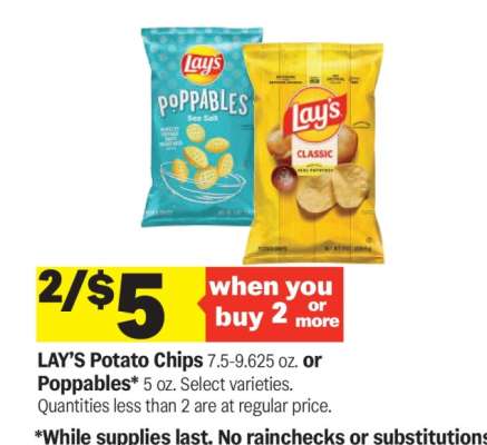 Lay's Potato Chips or Poppables