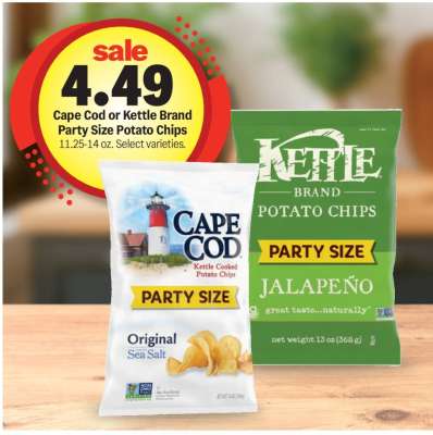 Cape Cod or Kettle Brand Party Size Potato Chips