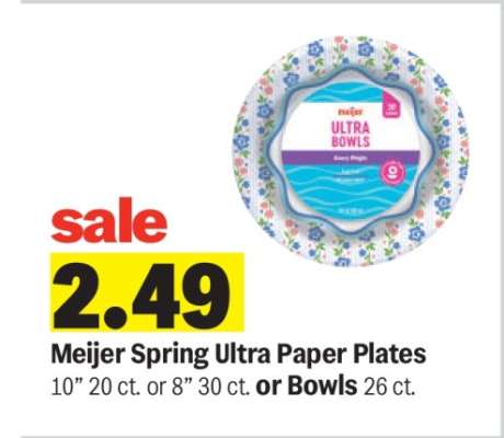 Meijer Spring Ultra Paper Plates or Bowls