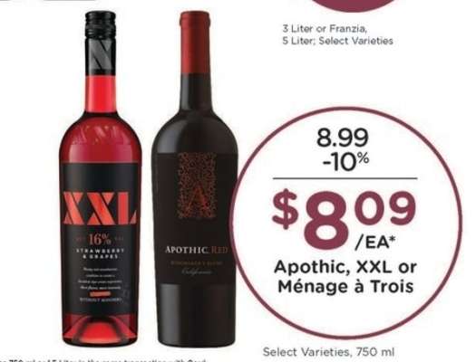 Apothic, XXL or Ménage à Trois