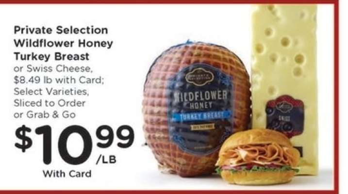 Private Selection Wildflower Honey Turkey Breast or Swiss Cheese