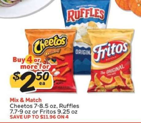 Cheetos, Ruffles, Fritos