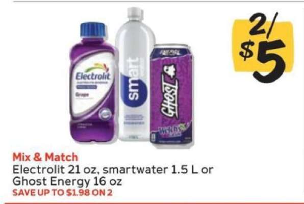 Electrolit, smartwater, or Ghost Energy