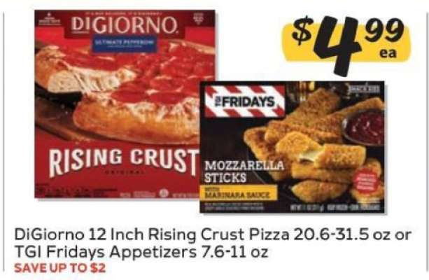 DiGiorno 12 Inch Rising Crust Pizza or TGI Fridays Appetizers