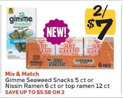 Gimme Seaweed Snacks or Nissin Ramen
