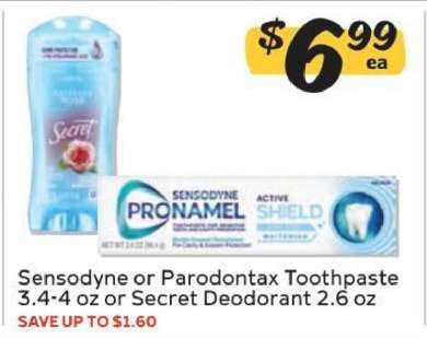 Sensodyne or Parodontax Toothpaste or Secret Deodorant