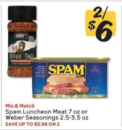 Spam Luncheon Meat or Weber Seasonings