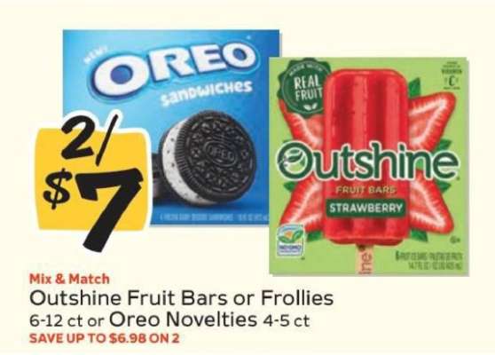 Outshine Fruit Bars or Frollies, Oreo Novelties