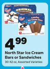North Star Ice Cream Bars or Sandwiches