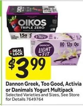 Dannon Greek, Too Good, Activia or Danimals Yogurt Multipack