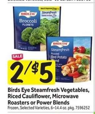 Birds Eye Steamfresh Vegetables, Riced Cauliflower, Microwave Roasters or Power Blends