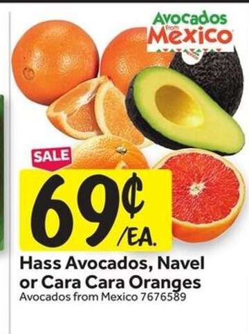Hass Avocados, Navel or Cara Cara Oranges