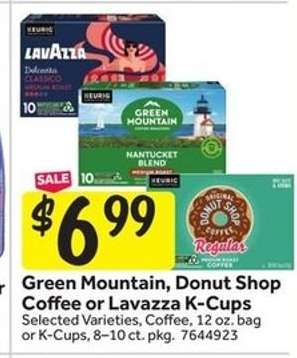 Green Mountain, Donut Shop Coffee or Lavazza K-Cups