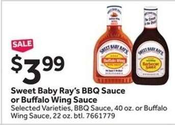 Sweet Baby Ray’s BBQ Sauce or Buffalo Wing Sauce