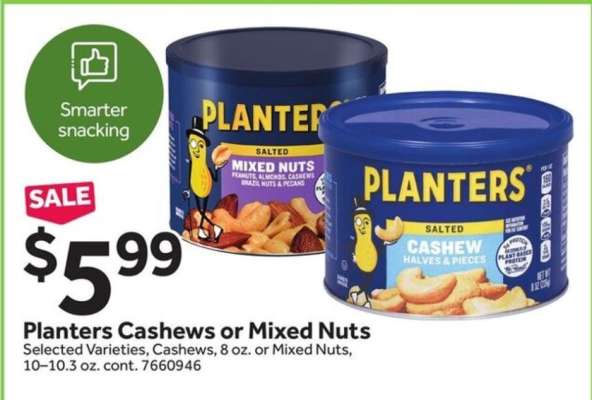 Planters Cashews or Mixed Nuts