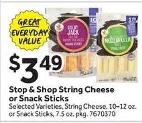 Stop & Shop String Cheese or Snack Sticks