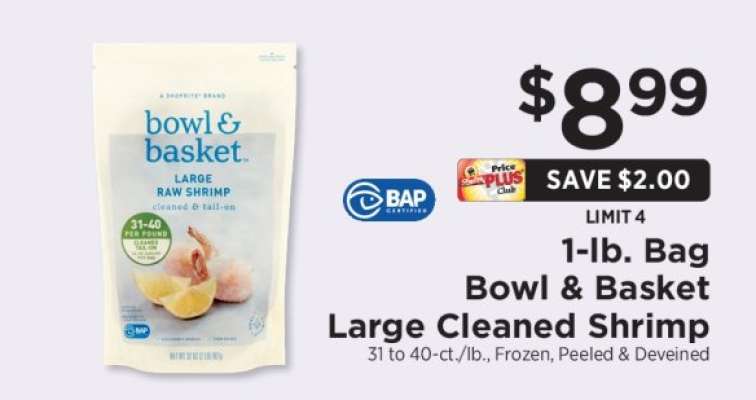 Bowl & Basket Large Cleaned Shrimp