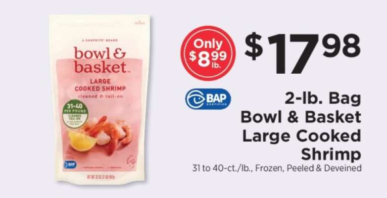Bowl & Basket Large Cooked Shrimp