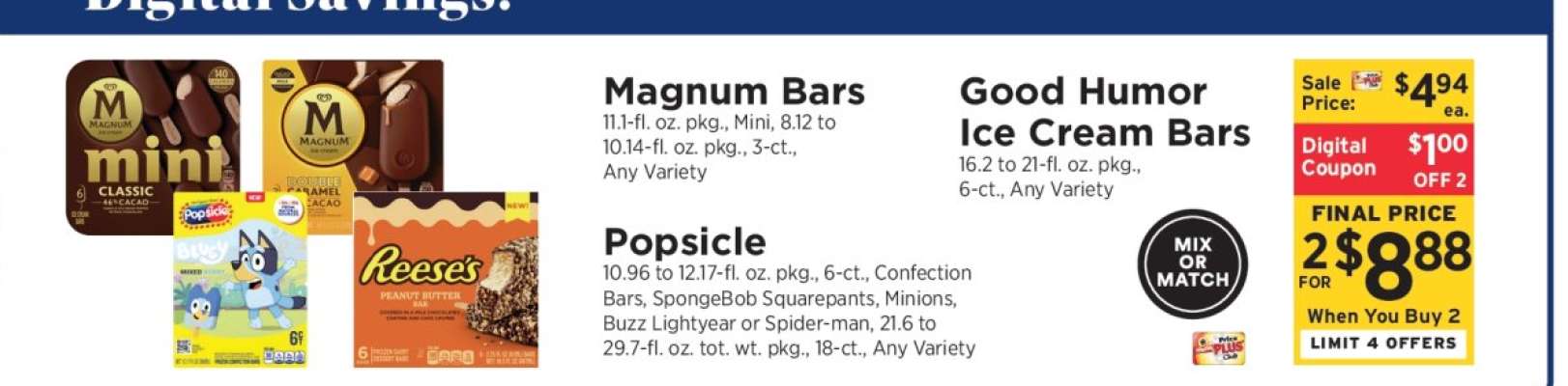 Magnum Bars, Good Humor Ice Cream Bars, Popsicle
