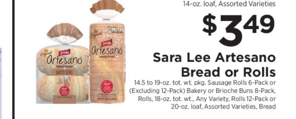 Sara Lee Artesano Bread or Rolls