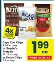 Cape Cod Chips or Snyder's Pretzels or Kettle Chips